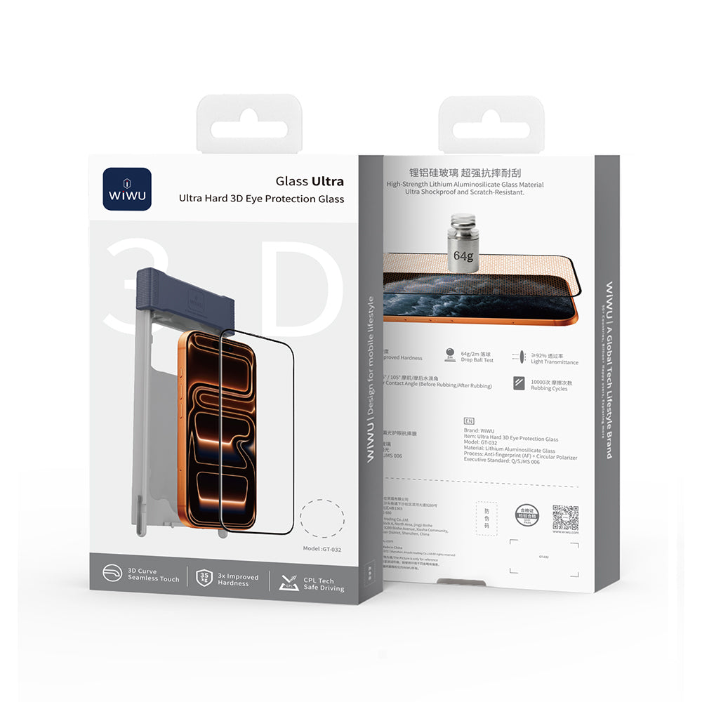 Apple iPhone 17 Wiwu GT-032 Glass Ultra Serisi 3D Polarize Ekran Koruyucu Cam + Kolay Uygulama Aparatı