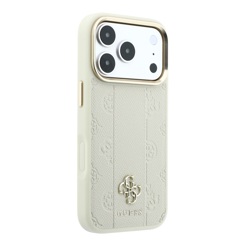 Apple iPhone 18 Pro Kılıf Guess Orjinal Lisanslı M-safe Şarj Özellikli Şeritli Peony 4G ve Yazı Logolu Kapak