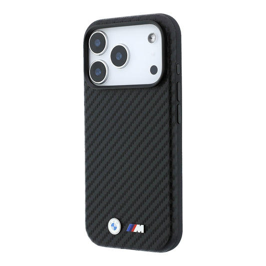 Apple iPhone 18 Pro Max Kılıf BMW Orjinal Lisanslı M-safe Şarj Özellikli Karbon Fiber Tasarımlı ve Metal Logolu PU Deri Kapak