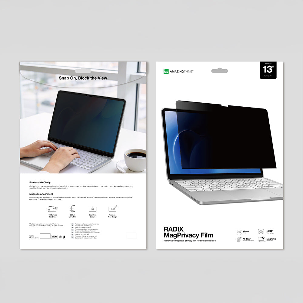 Apple Macbook Neo 13' A3404 Amazingthing Radix MagPrivacy Serisi Magnetik Hayalet Ekran Koruyucu