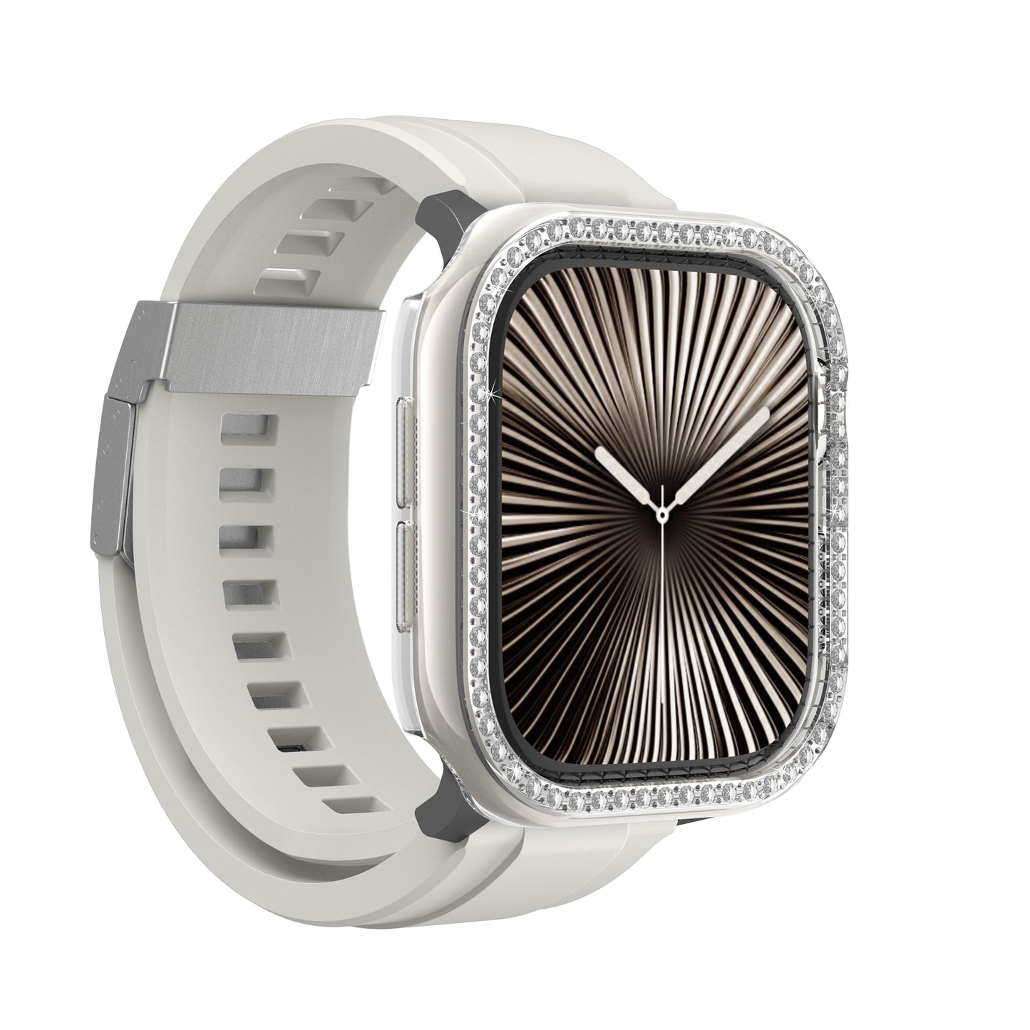 Apple Watch 10 42mm Amazingthing Gleam Fit FullGuard Taşlı Sert PC Kasa ve Ekran Koruyucu Şeffaf