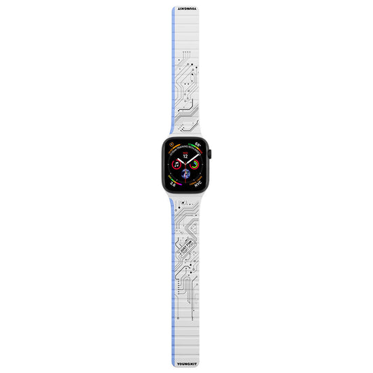 Watch 7 45mm Kordon Youngkit Technological Magnetik Tak Çıkar Silikon Strap Kayış Beyaz