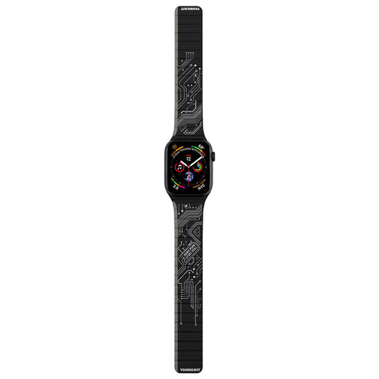 Watch 7 45mm Kordon Youngkit Technological Magnetik Tak Çıkar Silikon Strap Kayış Siyah