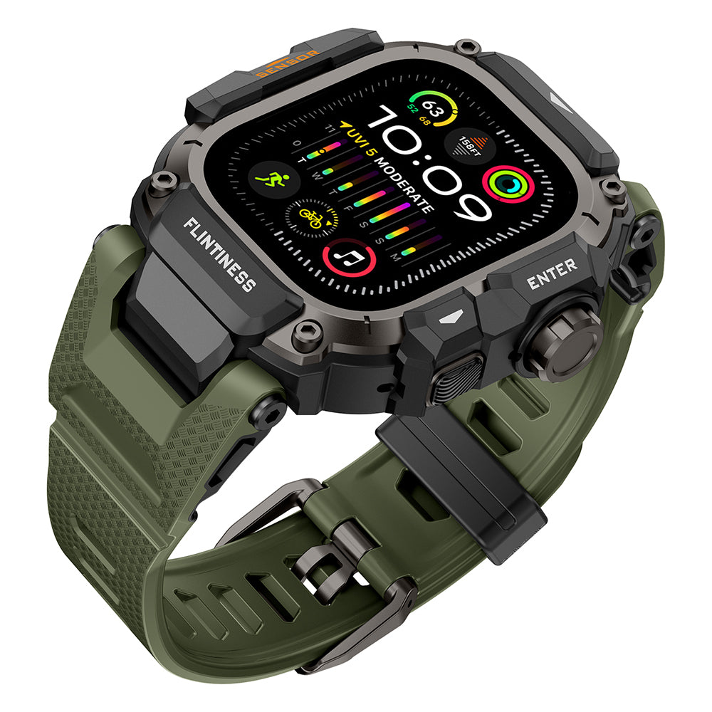 Apple Watch Ultra 49mm Mohseven iWatch Punk Fortress Serisi Kasa Koruyuculu Silikon Kordon