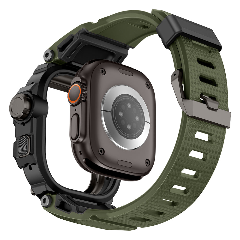 Apple Watch Ultra 49mm Mohseven iWatch Punk Fortress Serisi Kasa Koruyuculu Silikon Kordon