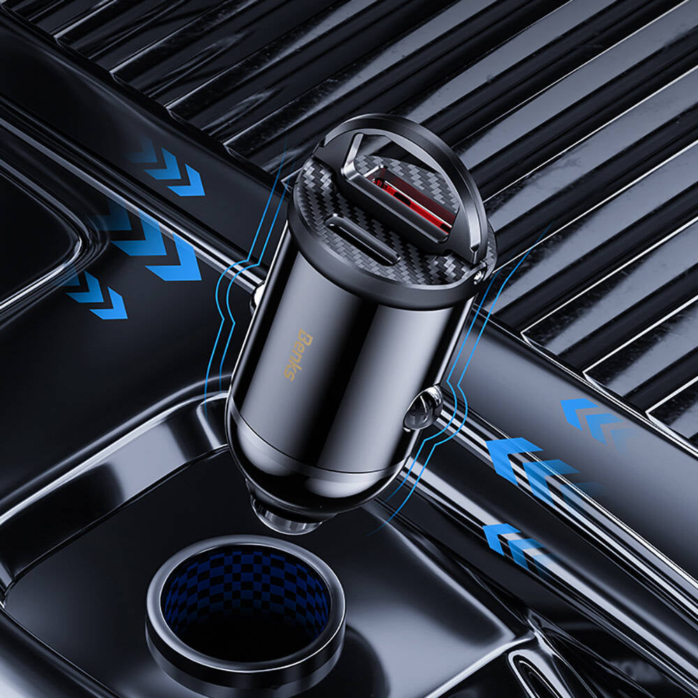 Benks C30SE Hızlı Şarj Çift Port PD Araç Şarj Aleti 30W Max Siyah