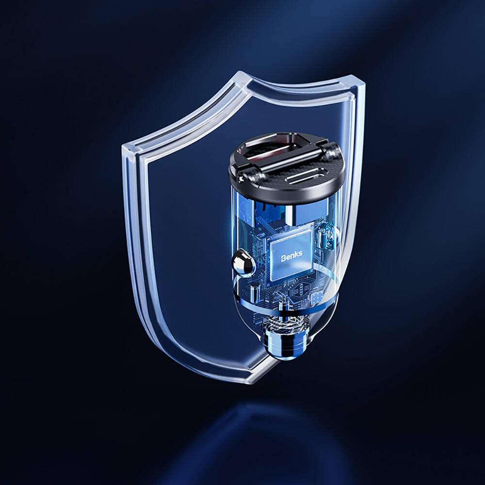 Benks C30SE Hızlı Şarj Çift Port PD Araç Şarj Aleti 30W Max Siyah