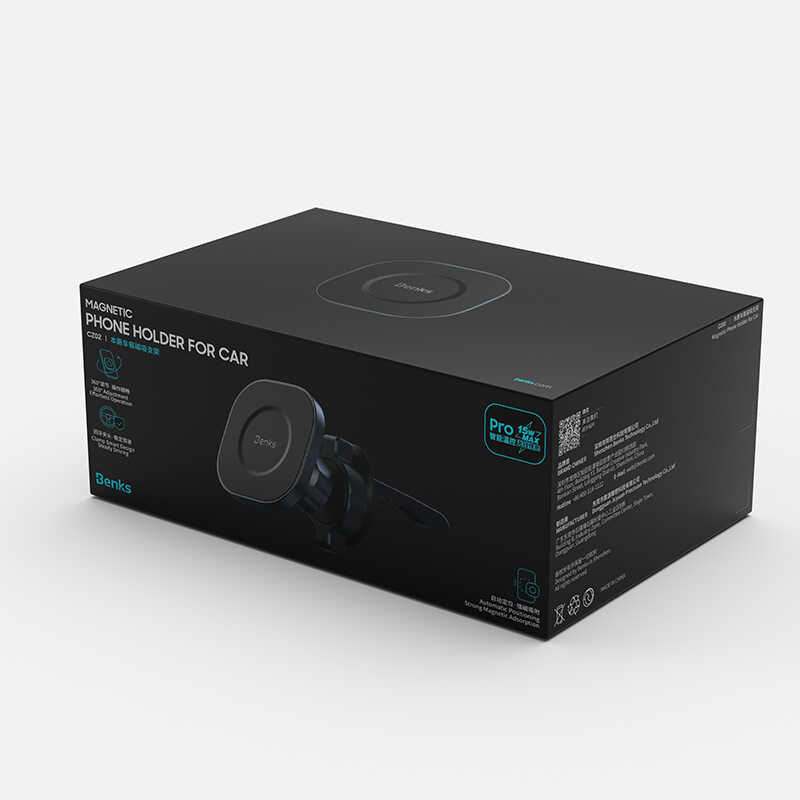Benks CZ02 Pro Wireless Şarjlı Araç Telefon Tutucu Siyah