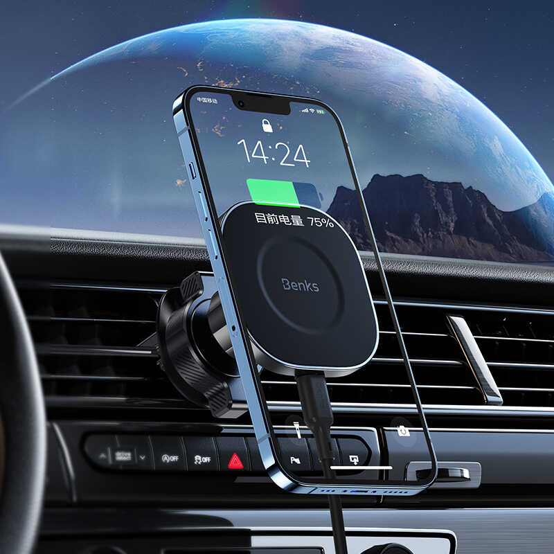 Benks CZ02 Pro Wireless Şarjlı Araç Telefon Tutucu Siyah