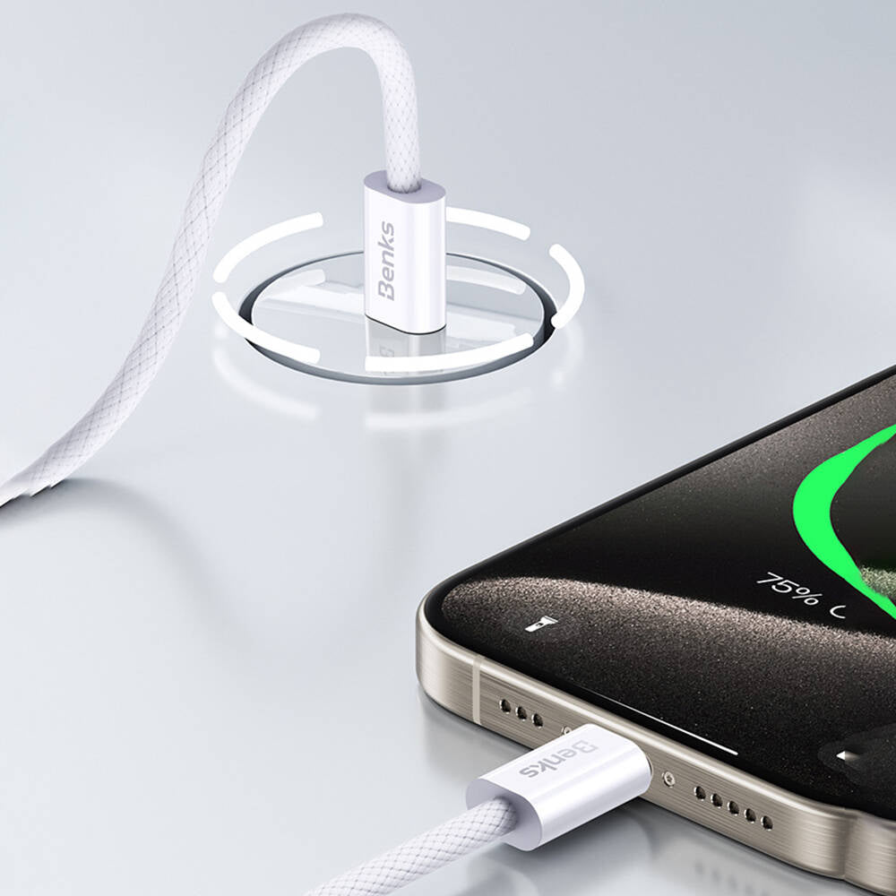 Benks D46 Type-C to Type-C PD 3.0 Örgülü Şarj ve Data Kablosu 60W 1 Metre Siyah