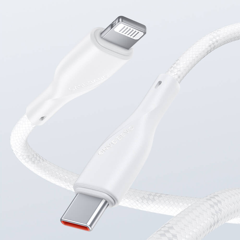 Casebang Type-C To Lightning Hızlı Şarj Özellikli Örgülü 27W PD Kablo 1m Beyaz