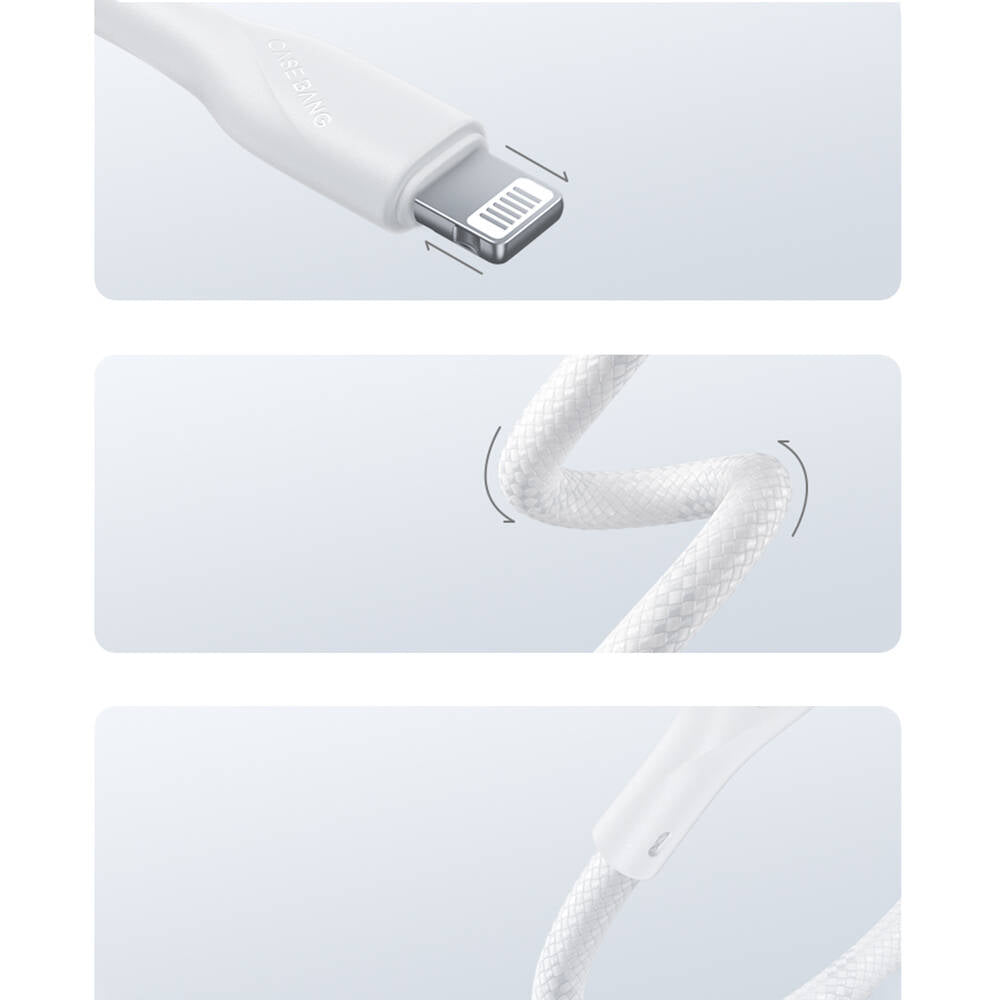 Casebang Type-C To Lightning Hızlı Şarj Özellikli Örgülü 27W PD Kablo 1m Beyaz
