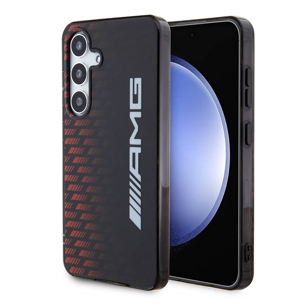 Galaxy S24 Kılıf AMG Orjinal Lisanslı Çift Katmanlı Büyük Logolu Dörtgen Şerit Desenli Kılıf Siyah