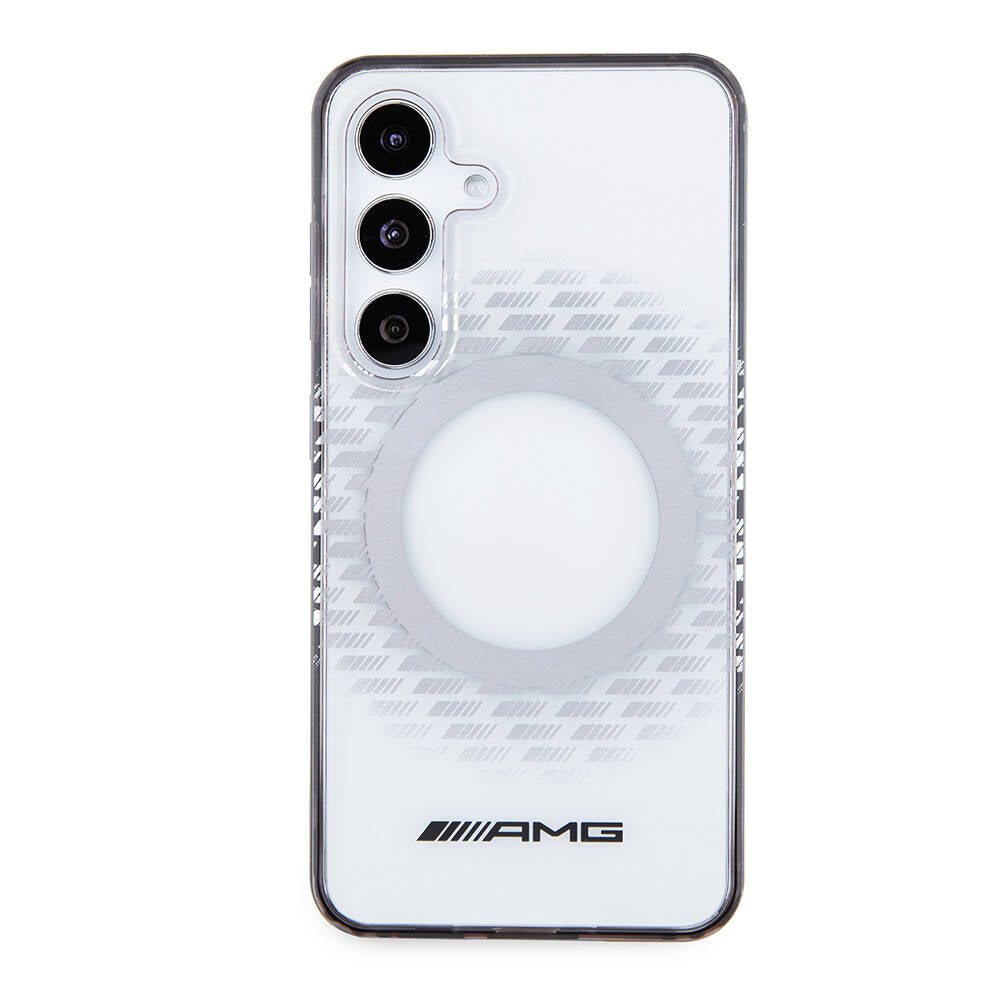 Galaxy S24 Kılıf AMG Orjinal Lisanslı Magsafe Şarj Özellikli Eşkenar Dörtgen Desenli Transparan Kılıf Renksiz