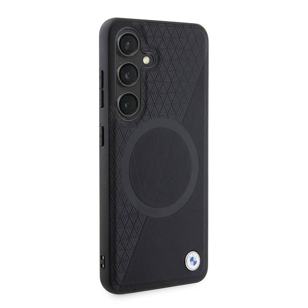 Galaxy S24 Kılıf BMW Orjinal Lisanslı Magsafe Şarj Özellikli Yarım Dokulu Circle Leather Kılıf Siyah