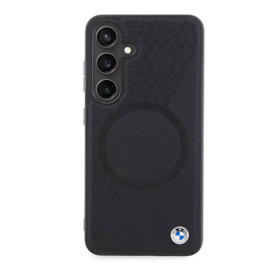 Galaxy S24 Kılıf BMW Orjinal Lisanslı Magsafe Şarj Özellikli Yarım Dokulu Circle Leather Kılıf Siyah