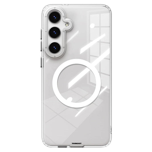 Galaxy S24 Kılıf Magsafe Şarj Özellikli Sararmaya Karşı Dayanıklı Youngkit Clear Crystal Serisi Kılıf Gümüş