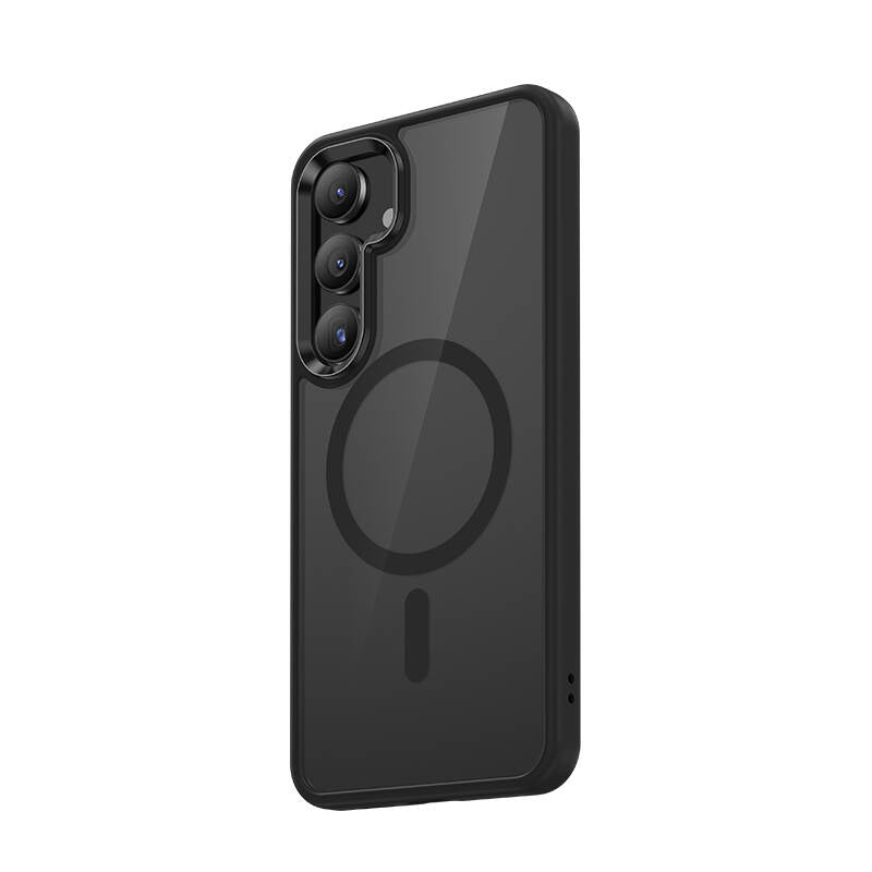 Galaxy S24 Kılıf Magsafe Şarj Özellikli Şeffaf Arka Yüzey Benks MagClap TPU Çerçeve Kılıf Gri