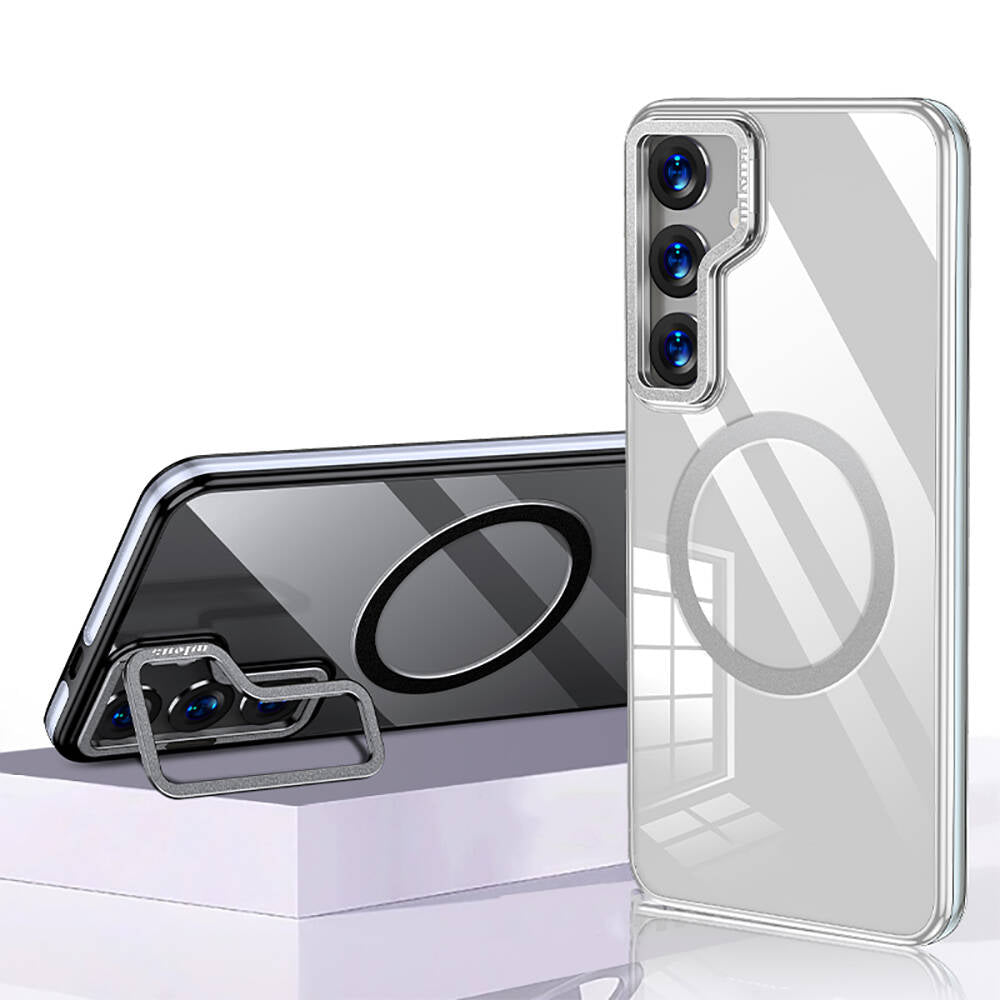 Galaxy S24 Kılıf Magsafe Şarj Özellikli Wlons Standlı Efsane Kılıf Siyah