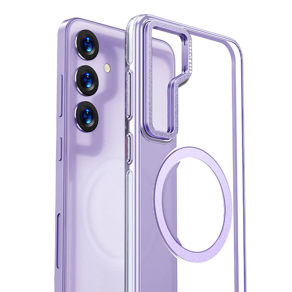 Galaxy S24 Kılıf Magsafe Şarj Özellikli Wlons Standlı Efsane Kılıf Mor