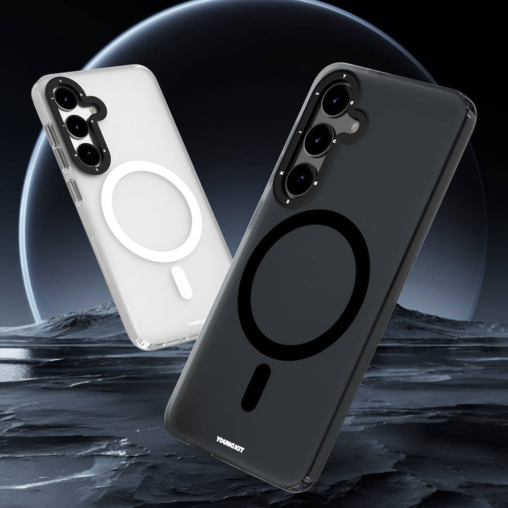 Galaxy S24 Kılıf Magsafe Şarj Özellikli Youngkit Hidden Sand Serisi Kılıf Beyaz