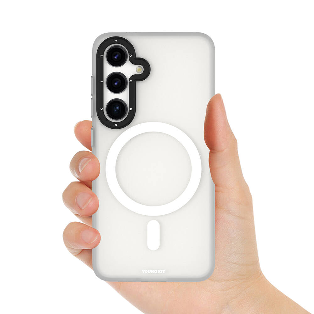 Galaxy S24 Kılıf Magsafe Şarj Özellikli Youngkit Hidden Sand Serisi Kılıf Siyah