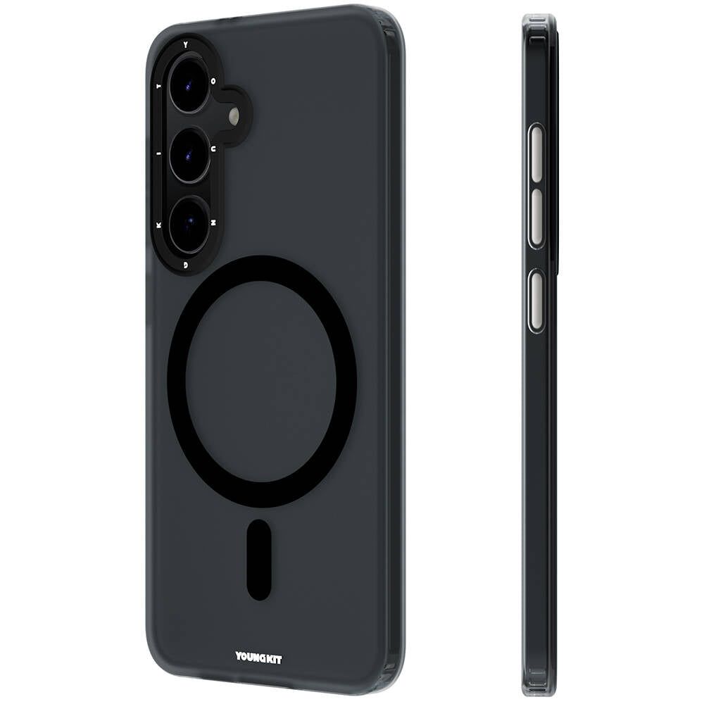 Galaxy S24 Kılıf Magsafe Şarj Özellikli Youngkit Hidden Sand Serisi Kılıf Siyah