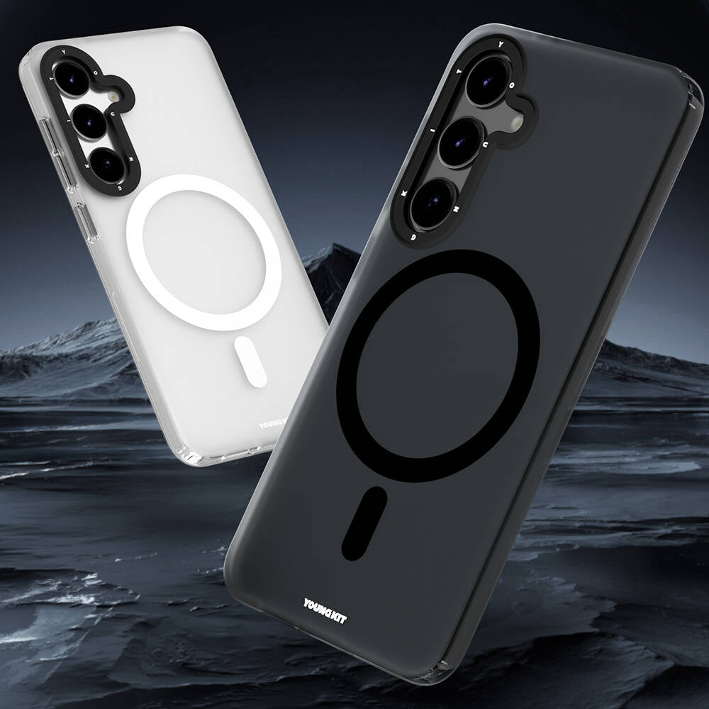 Galaxy S24 Kılıf Magsafe Şarj Özellikli Youngkit Hidden Sand Serisi Kılıf Beyaz