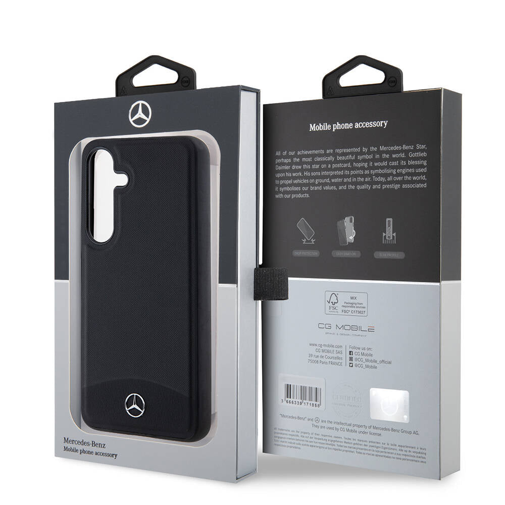 Galaxy S24 Kılıf Mercedes Benz Orjinal Lisanslı Magsafe Şarj Özellikli Deri Dokumalı Sade Kılıf Siyah