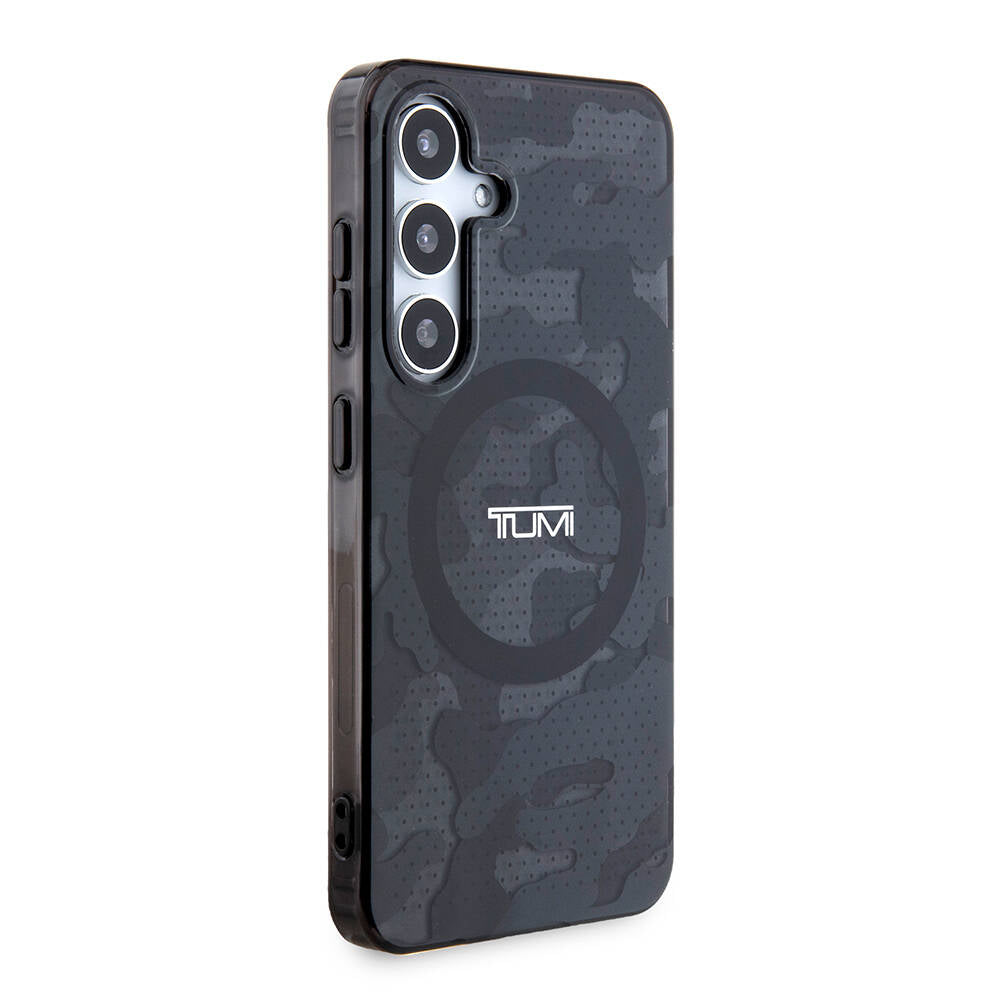 Galaxy S24 Kılıf TUMI Orjinal Lisanslı Magsafe Şarj Özellikli Buzlanmış Saydam Ağ Kamuflajı Desenli Kılıf Gri