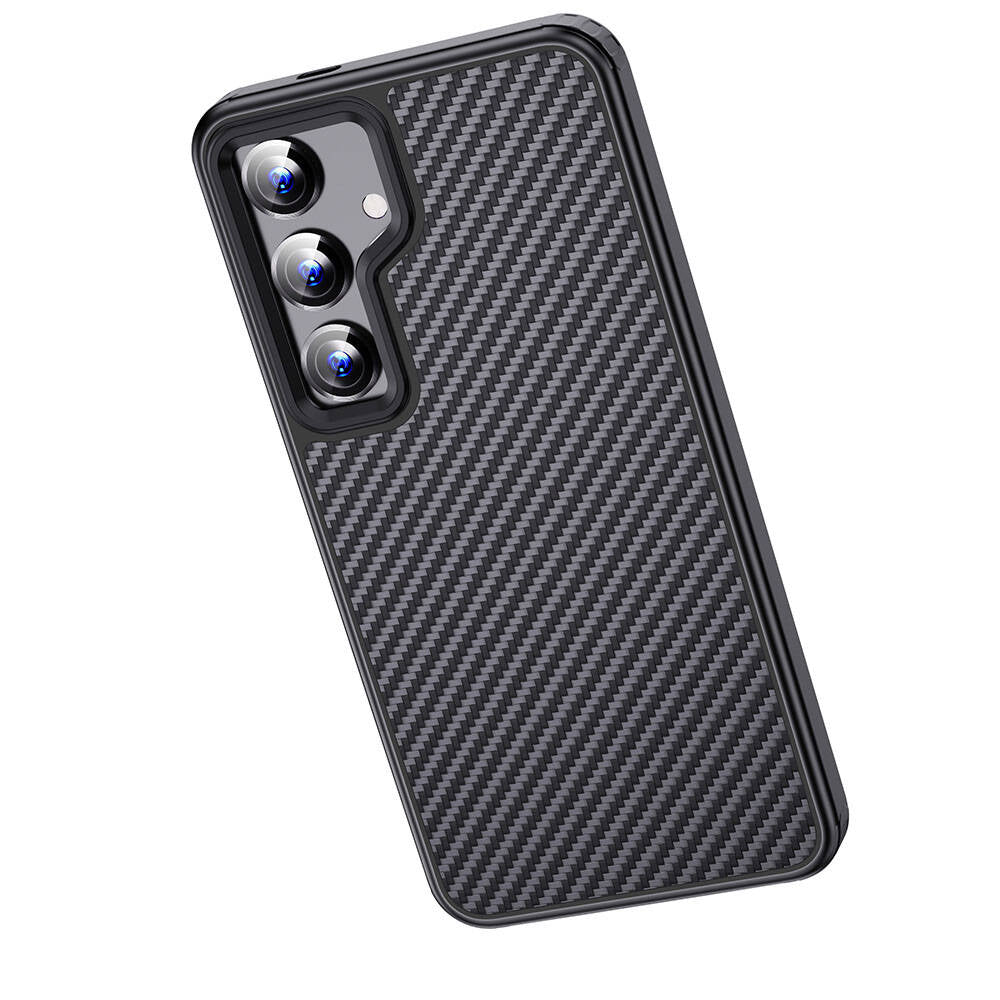 Galaxy S24 Plus Kılıf Aramid Karbon Fiber Magsafe Özellikli Wlons Radison Kılıf Siyah