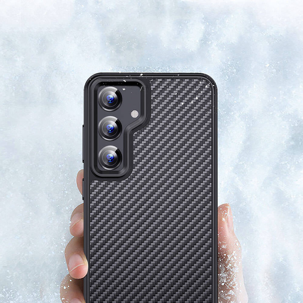 Galaxy S24 Plus Kılıf Aramid Karbon Fiber Magsafe Özellikli Wlons Radison Kılıf Siyah