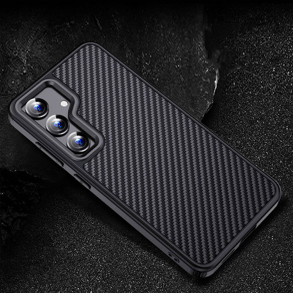 Galaxy S24 Plus Kılıf Aramid Karbon Fiber Magsafe Özellikli Wlons Radison Kılıf Siyah
