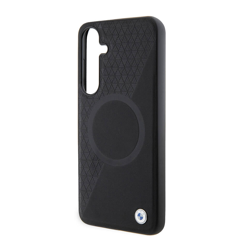 Galaxy S24 Plus Kılıf BMW Orjinal Lisanslı Magsafe Şarj Özellikli Yarım Dokulu Circle Leather Kılıf Siyah