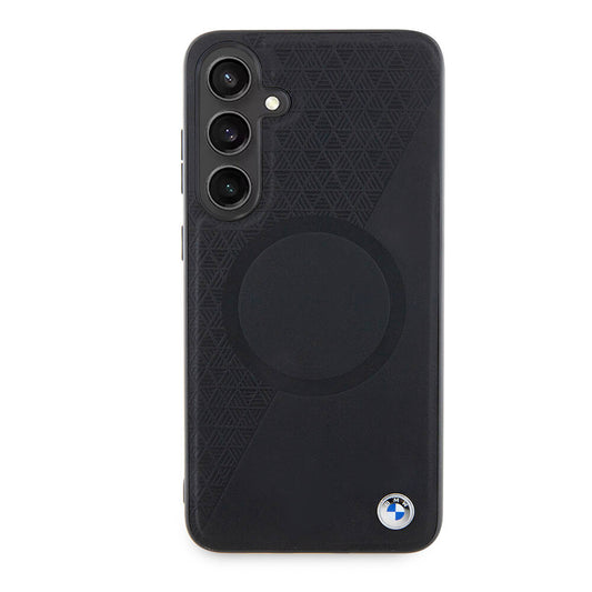 Galaxy S24 Plus Kılıf BMW Orjinal Lisanslı Magsafe Şarj Özellikli Yarım Dokulu Circle Leather Kılıf Siyah