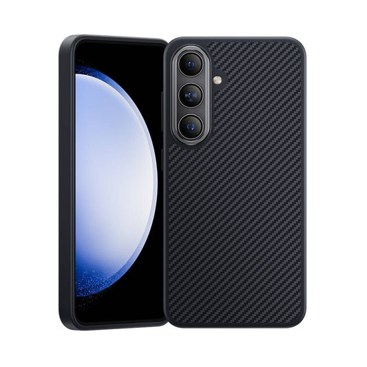 Galaxy S24 Plus Kılıf Karbon Fiber Magsafe Şarj Özellikli Benks Hybrid ArmorPro 600D Kevlar Kılıf Siyah
