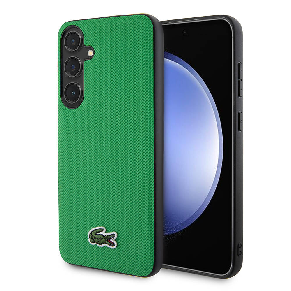 Galaxy S24 Plus Kılıf Lacoste Orjinal Lisanslı PU Pike Desenli Arka Yüzey İkonik Timsah Dokuma Logolu Kılıf Siyah