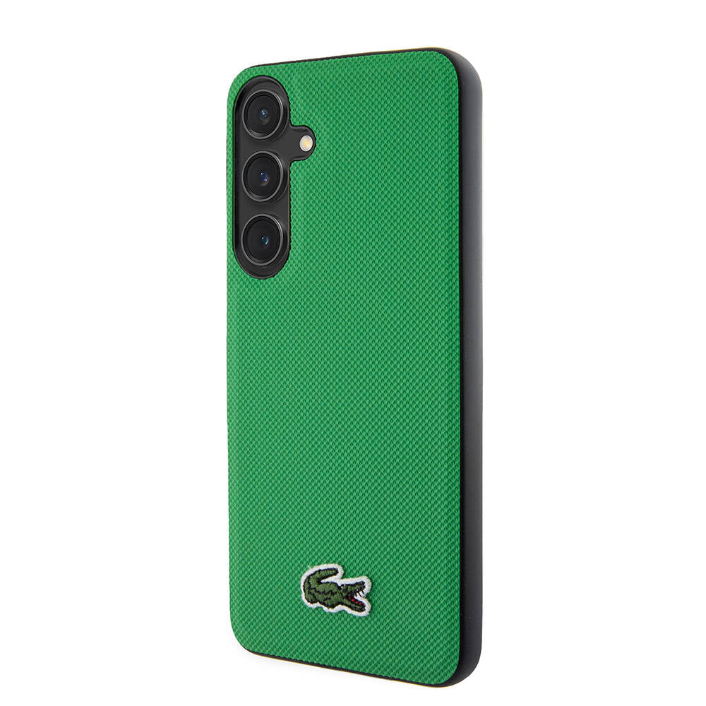 Galaxy S24 Plus Kılıf Lacoste Orjinal Lisanslı PU Pike Desenli Arka Yüzey İkonik Timsah Dokuma Logolu Kılıf Yeşil