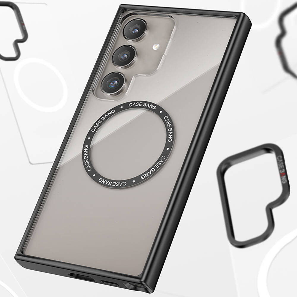 Galaxy S24 Plus Kılıf Magsafe Şarj Özellikli Casebang Body Frame Kılıf Siyah