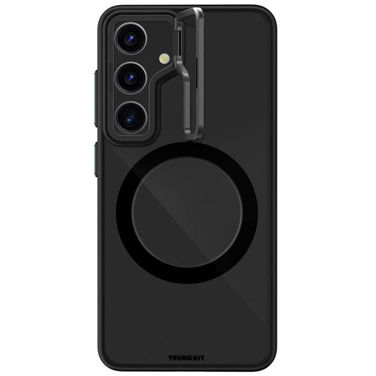 Galaxy S24 Plus Kılıf Magsafe Şarj Özellikli Sararma Önleyici Youngkit Crystal Grid Kılıf Siyah