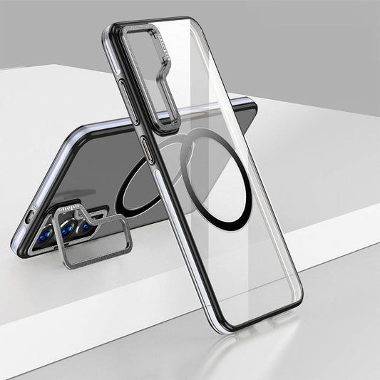 Galaxy S24 Plus Kılıf Magsafe Şarj Özellikli Wlons Standlı Efsane Kılıf Siyah