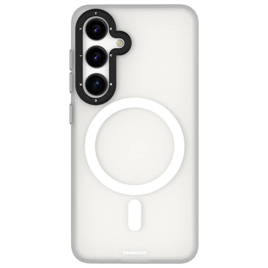 Galaxy S24 Plus Kılıf Magsafe Şarj Özellikli Youngkit Hidden Sand Serisi Kılıf Beyaz