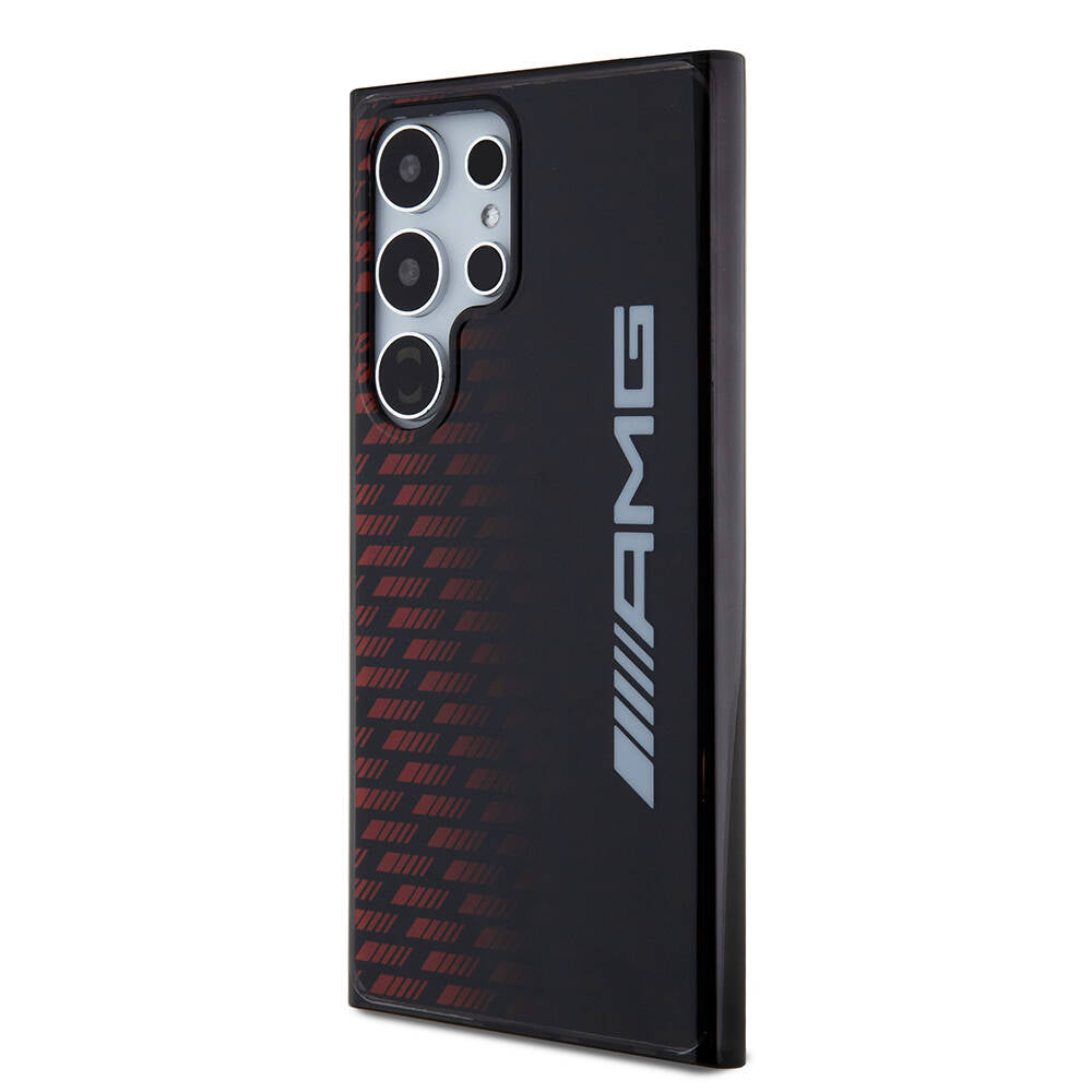 Galaxy S24 Ultra Kılıf AMG Orjinal Lisanslı Çift Katmanlı Büyük Logolu Dörtgen Şerit Desenli Kılıf Siyah