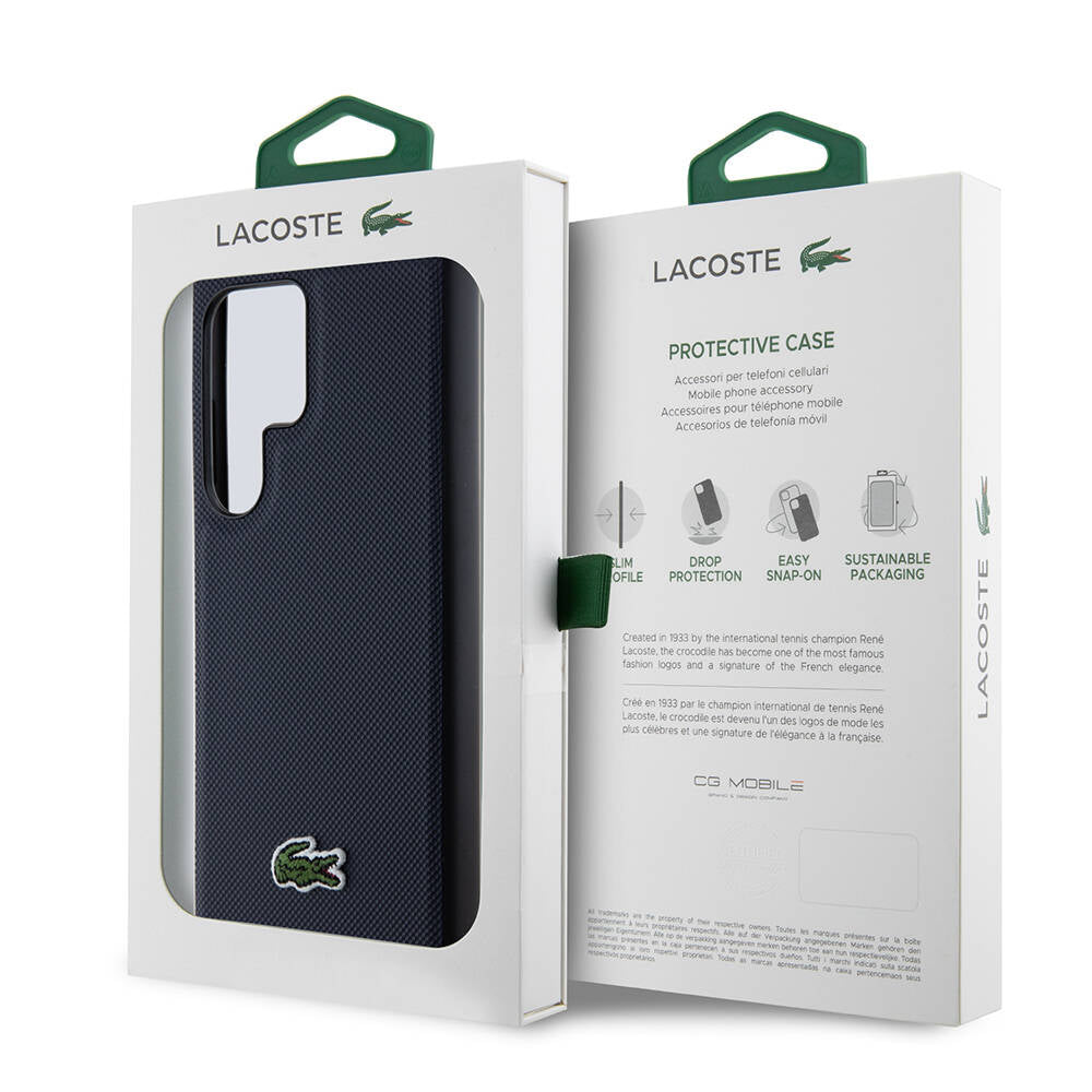 Galaxy S24 Ultra Kılıf Lacoste Orjinal Lisanslı PU Pike Desenli Arka Yüzey İkonik Timsah Dokuma Logolu Kılıf Yeşil