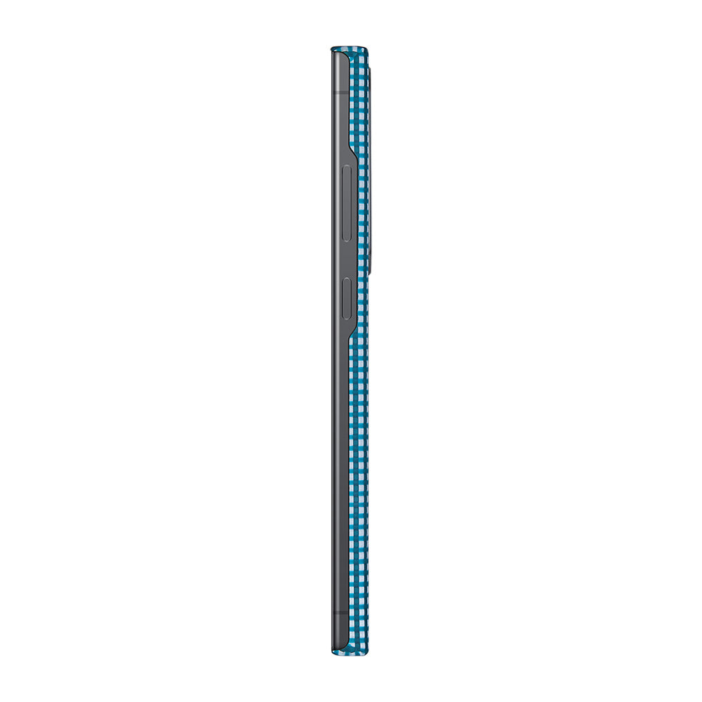 Galaxy S24 Ultra Kılıf Magsafe Şarj Özellikli 1500D Aramid Fiber Pitaka Ultra-Slim Classic Serisi Ice Sea Kılıf Mavi