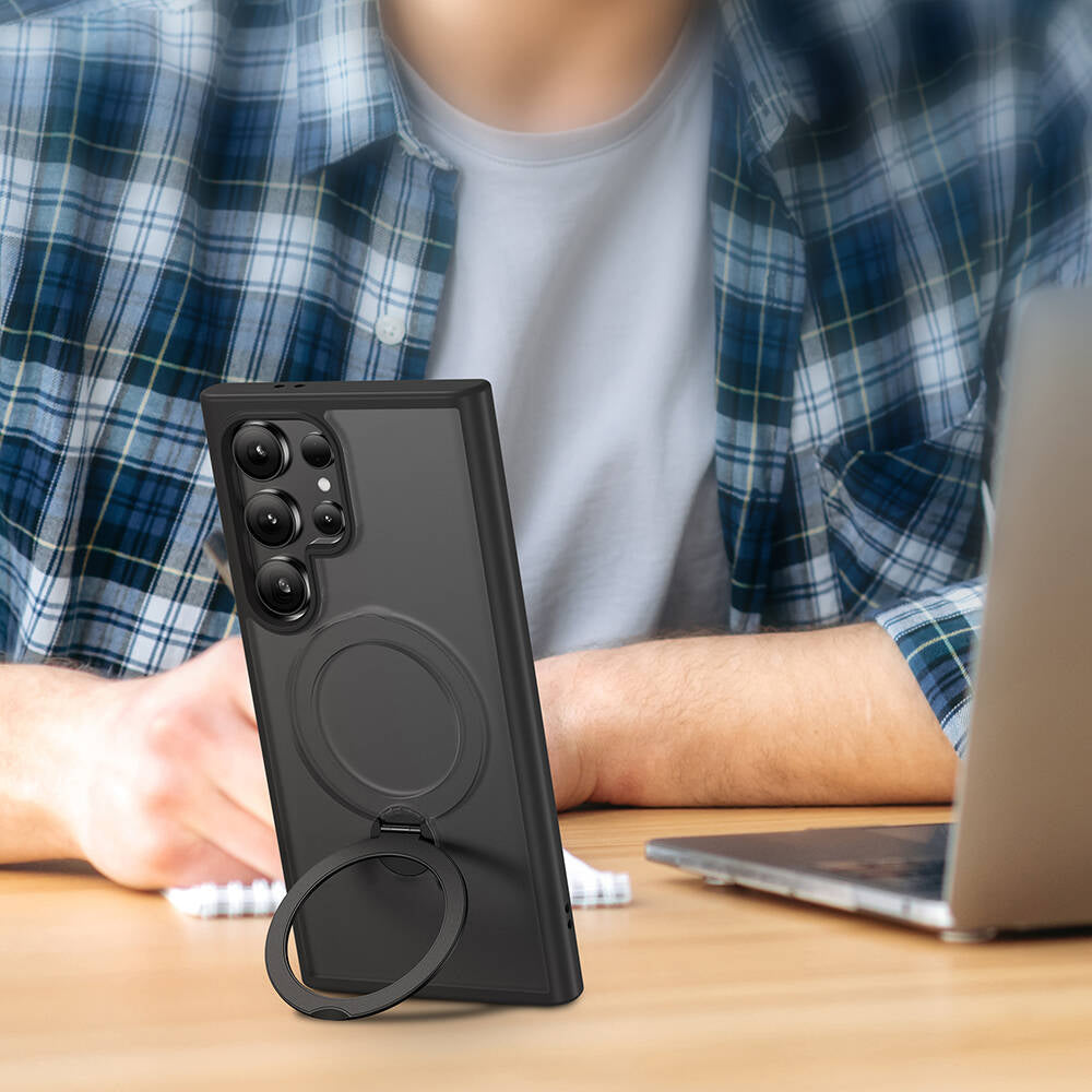 Galaxy S24 Ultra Kılıf Magsafe Şarj Özellikli Benks Standlı Mist Protective Kılıf Mavi