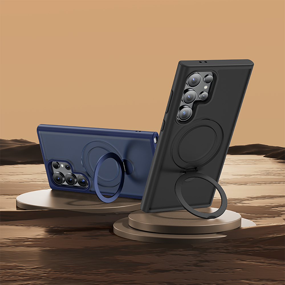 Galaxy S24 Ultra Kılıf Magsafe Şarj Özellikli Benks Standlı Mist Protective Kılıf Mavi