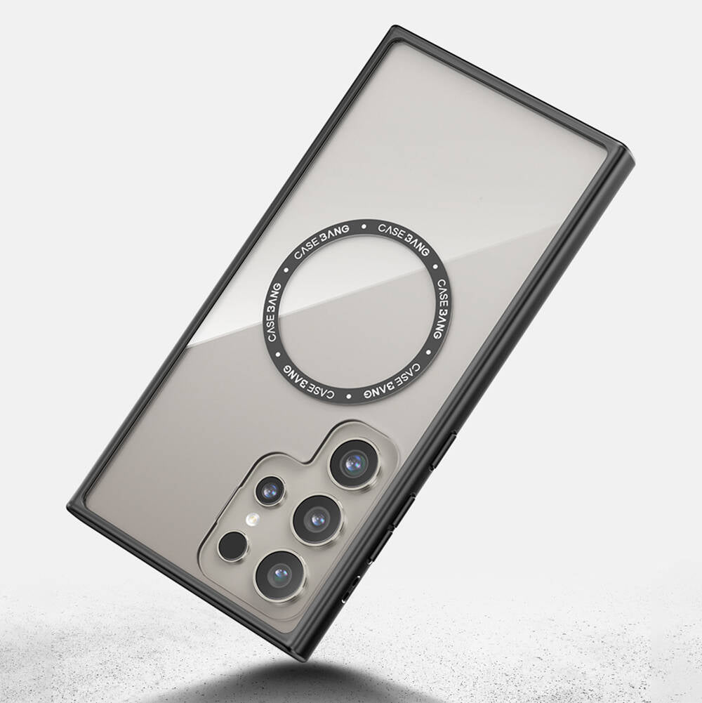 Galaxy S24 Ultra Kılıf Magsafe Şarj Özellikli Casebang Body Frame Kılıf Siyah