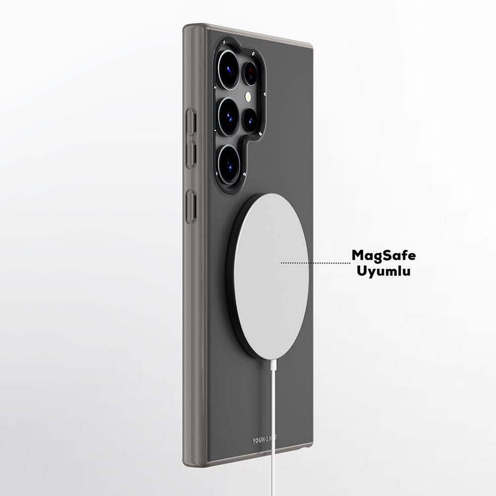 Galaxy S24 Ultra Kılıf Magsafe Şarj Özellikli Çizilmeye Ve Aşınmaya Dayanıklı Youngkit Velvet Serisi Kılıf Pembe