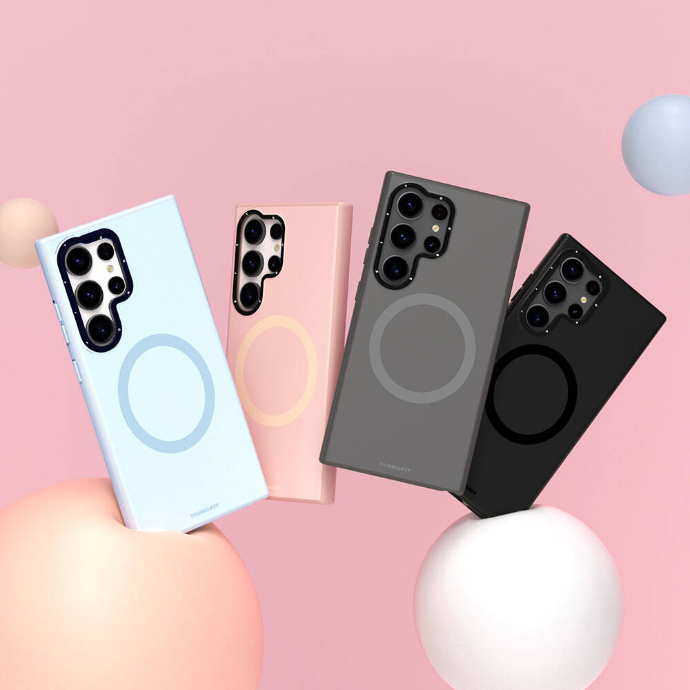 Galaxy S24 Ultra Kılıf Magsafe Şarj Özellikli Çizilmeye Ve Aşınmaya Dayanıklı Youngkit Velvet Serisi Kılıf Pembe